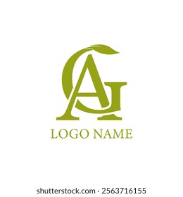 GA and leaf initials logo, green environmental professional logo design