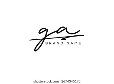GA letter elegant cursive beauty handwriting logo.