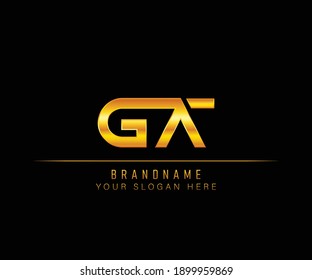 GA Letter gold logo template. Initial letter G A logo template. Luxury G A logo template.