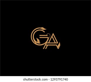 GA letter linear shape luxury flourishes ornament logotype