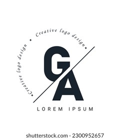 GA Letter Logo Design with a Creative Cut. Creative logo design