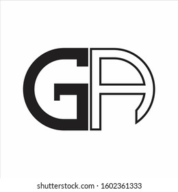 GA Letter logo monogram with oval shape negative space design template white background