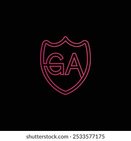 Logotipo de la letra GA con el escudo, diseño de la Plantilla del logotipo del escudo GA