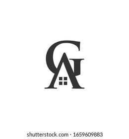 
GA letter logo with a window symbol. logos for real estate companies. or also the initial logo for another company.