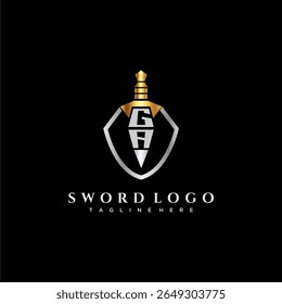 Carta GA monograma de luxo para imagem estilo escudo e espada