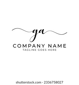 GA or ga letter mark abstract calligraphy vector logo design