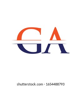 Plantilla vectorial de diseño de logotipo de tipo carta GA. Diseño del logotipo de la carta general