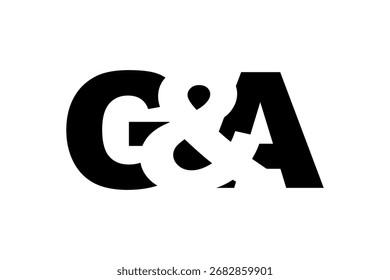 Diseño de logo GA en estilo atrevido. Símbolo de identidad blanco y negro. Emblema de tipografía moderna. Icono de marca Corporativa. Mínima Plantilla de negocio.