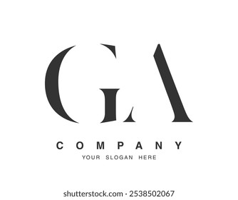 Diseño de logo GA. Letra inicial g y un estilo de fuente serif. Tipografía de nombre de empresa clásica creativa. Logotipo o identidad de moda. Ilustración vectorial.