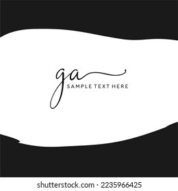 GA, GA Logo, GA Hand Written Logo, GA Signature logo design, Signature initials design, Feminine Style, Script Style Design, Hand Written logo, 