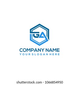GA logo letter initial, Abstract polygonal Background Logo