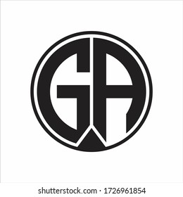 GA Logo monogram circle with piece ribbon style on white background