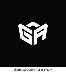 GA logo monogram with emblem style ribbon design template