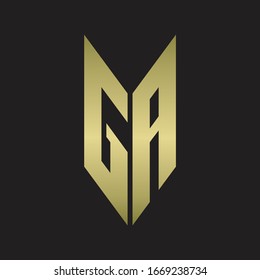 GA Logo monogram with emblem style isolated with gold colors