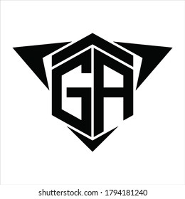 GA Logo monogram with wings arrow around design template on white background