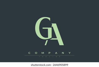 GA Modern Initials Diseño de Logo. Logotipo de marca con iniciales estilizadas que muestran un diseño atrevido y una estética moderna. Ideal para la marca profesional de negocios o proyectos creativos que se centran en minimalista