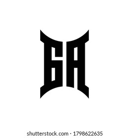 Logo de monograma GA con plantilla de diseño de lado curvo