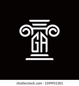 GA monogram logo with pillar style design template