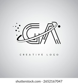 GA Orbit Monogram Logo – Futuristic Minimal Letter mark with Circular Line Art, Tech-Inspired Dots and Space Motion Concept for Modern Branding Identity