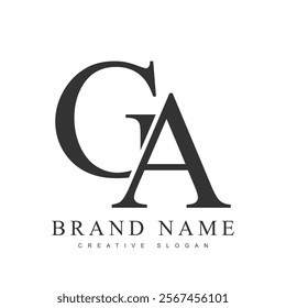 GA trendy logotype template. Initial letter g and a classic font style. Creative logo for company name or identity. Vector illustration.