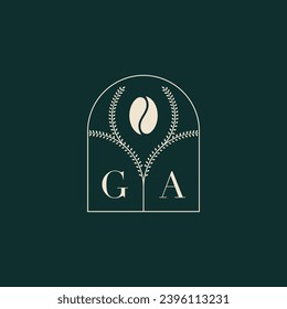 GA Unique and simple logo design combination of letters and coffee bean