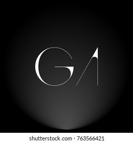 GA White thin minimalist LOGO Design with Highlight on Black Background.