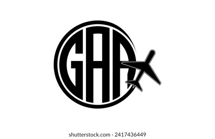 Vector de diseño del logotipo del círculo de la agencia de viajes y la visita guiada inicial de la GAA. hajj Umrah agencia, abstract, agencia de turismo, guía turística, emiratos, aerolíneas, vuelo en avión, negocios, monograma, marca, empresa