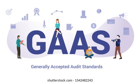 gaas generally accepted audit standards concept concept with big word or text and team people with modern flat style - vector