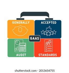 GAAS - Generally Accepted Audit Standards acronym. business concept background.  vector illustration concept with keywords and icons. lettering illustration with icons for web banner, flyer, landing 