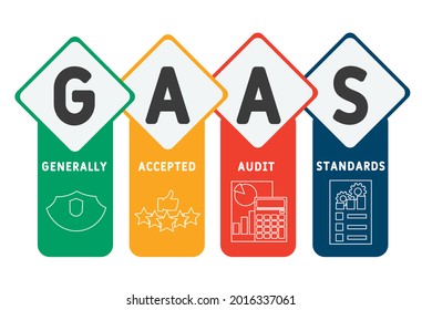 GAAS - Generally Accepted Audit Standards acronym. business concept background.  vector illustration concept with keywords and icons. lettering illustration with icons for web banner, flyer, landing 