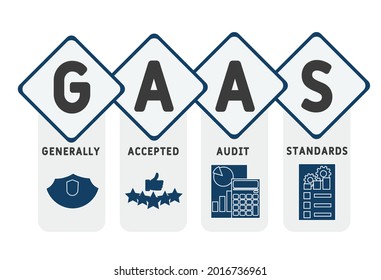 GAAS - Generally Accepted Audit Standards acronym. business concept background.  vector illustration concept with keywords and icons. lettering illustration with icons for web banner, flyer, landing 