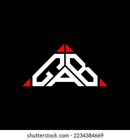 GAB letter logo creative design with vector graphic, GAB simple and modern logo in round triangle shape.