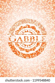 Gabble abstract emblem, orange mosaic background