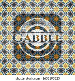 Gabble arabic badge background. Arabesque decoration.