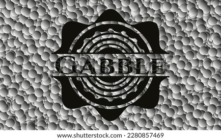 Gabble black emblem with grey bubbles background. Vintage. Vector Illustration. Detailed. 