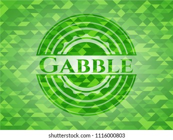 Gabble green emblem with triangle mosaic background