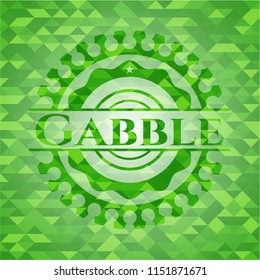 Gabble green emblem with triangle mosaic background