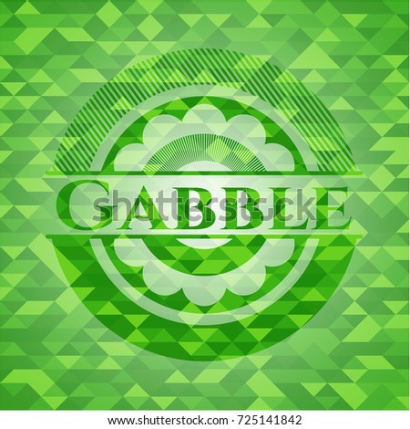 Gabble green emblem with triangle mosaic background