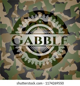 Gabble written on a camo texture