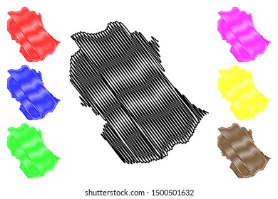 Gabes Governorate (Governorates of Tunisia, Republic of Tunisia) map vector illustration, scribble sketch Gabes map