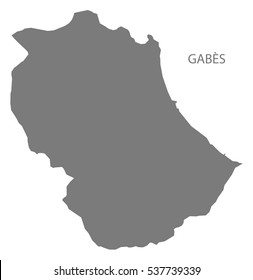 Gabes Tunisia Map in grey