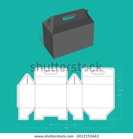 Gable Auto lock box dieline template, vector design and 3d box