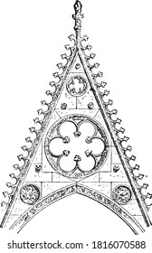 Gable of the southern portal of Notre-Dame de Paris (XIII century), From the Dictionary of Word and Things, 1888.