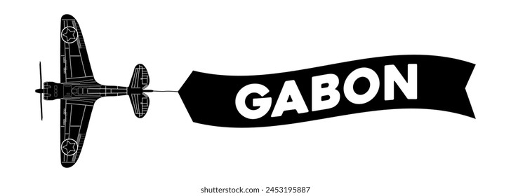 Gabon advertisement banner is attached to the plane