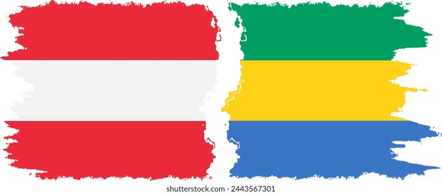 Gabon and Austria grunge flags connection, vector