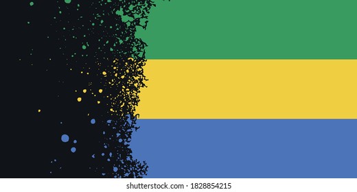 Gabon. Background with a flag. Close-up with an uneven edge. A cropped, torn brushstroke. National symbol.