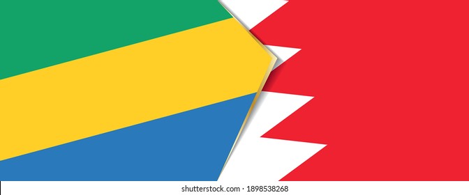 Gabon and Bahrain flags, two vector flags symbol of relationship or confrontation.