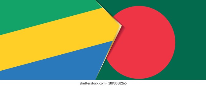 Gabon and Bangladesh flags, two vector flags symbol of relationship or confrontation.