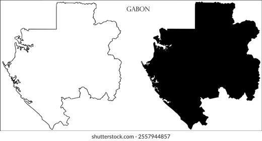 Gabon Blank Map, Gabon Map Outline Vector Images