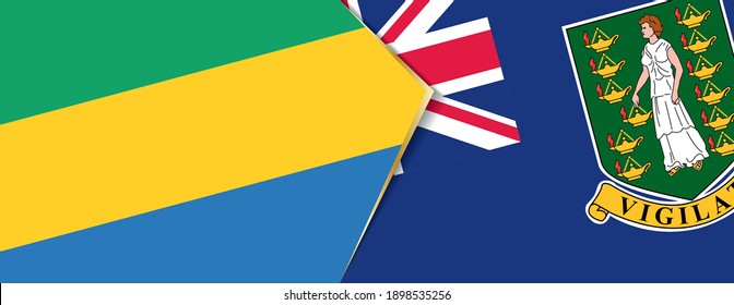 Banderas del Gabón y las Islas Vírgenes Británicas, dos banderas vectoriales símbolo de relación o enfrentamiento.